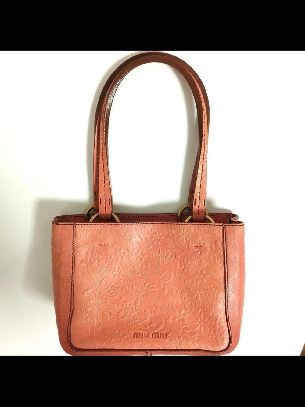 Miu Miu Coral Pink Embossed Leather Shoulder Bag